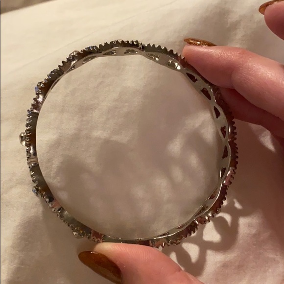 💎bebe Silver Tone Rhinestone Bangle Set - Picture 6 of 11